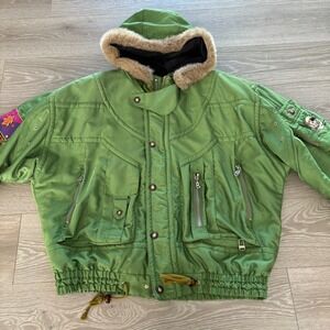 Vintage Bogner Mens Green Arctic circle Full Zip Hooded Ski Jacket Size 42